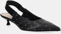 AGL bőr flip-flop Lenor S Studs fekete, alacsony talpú, nyitott sarokkal, D167022PCKS0573656 - fekete Női 40