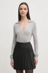 Calvin Klein gyapjúkeverék pulóver könnyű, női, szürke, K20K208029 - szürke M
