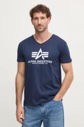 Alpha Industries t-shirt sötétkék, férfi, nyomott mintás, 106512 - sötétkék XL