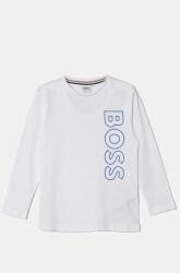 HUGO BOSS gyerek pamut hosszú ujjú felső fehér, nyomott mintás, J51208 - fehér 150