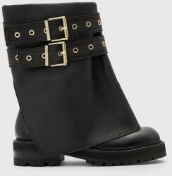 AllSaints bőr csizma Drew Boot fekete, női, lapos talpú, W158FB - fekete Női 38