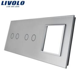 LIVOLO Ramă Livolo, Întrerupător dublu + dublu + Priză simplă, gri (VL-P702/02/E-6I)