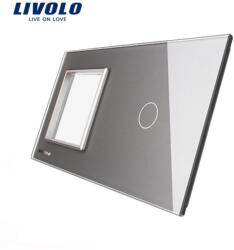 LIVOLO Ramă Livolo, Priză simplă + Întrerupător simplu, gri (VL-P7E/01-4I)