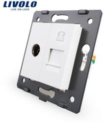 LIVOLO Modul Priză Livolo, dublă televizor+telefon, TV+RJ11, alb (VL-C7-1VT-11)
