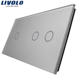 LIVOLO Panou întrerupător Livolo, simplu + dublu, gri (VL-P701/02-4I)