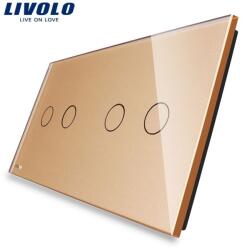 LIVOLO Panou întrerupător Livolo, dublu + dublu, auriu (VL-P702/02-4A)