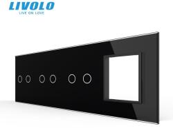 LIVOLO Panou intrerupator Livolo, dublu + dublu + dublu + priza, negru (VL-P702/02/02/E-8B)