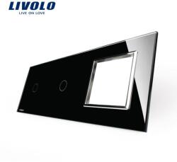 LIVOLO Ramă Livolo, Întrerupător simplu + simplu + Priză simplă, negru (VL-P701/01/E-6B)