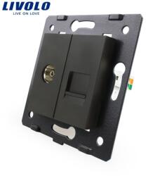 LIVOLO Modul Priză Livolo, dublă televizor+reţea calculator, TV+RJ45, negru (VL-C7-1VC-12)