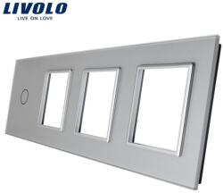 LIVOLO Ramă Livolo, Întrerupător simplu + Priză triplă, gri (VL-P701/E/E/E-8I)