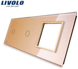 LIVOLO Ramă Livolo, Întrerupător simplu + simplu + Priză simplă, auriu (VL-P701/01/E-6A)