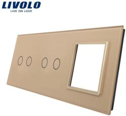 LIVOLO Ramă Livolo, Întrerupător dublu + dublu + Priză simplă, auriu (VL-P702/02/E-6A)