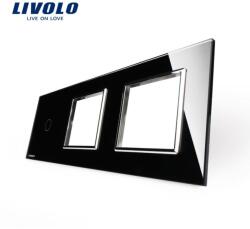 LIVOLO Ramă Livolo, Întrerupător simplu + Priză dublă, negru (VL-P701/E/E-6B)