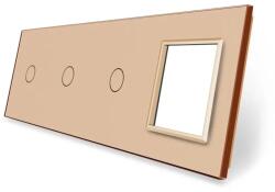 LIVOLO Panou intrerupator Livolo, 3 x simplu + priza simpla, auriu (VL-P701/01/01/E-8A)