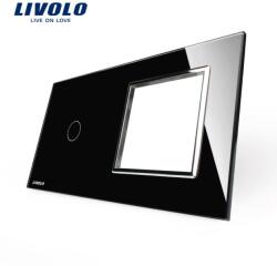 LIVOLO Ramă Livolo, Întrerupător simplu + Priză simplă, negru (VL-P701/E-4B)