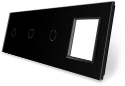 LIVOLO Panou intrerupator Livolo, 3 x simplu + priza simpla, negru (VL-P701/01/01/E-8B)