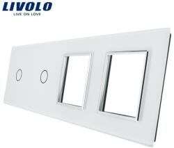 LIVOLO Ramă Livolo, Întrerupător simplu + simplu + Priză dublă, alb (VL-P701/01/E/E-8W)