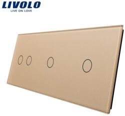 LIVOLO Panou întrerupător Livolo, dublu + simplu + simplu, auriu (VL-P702/01/01-6A)