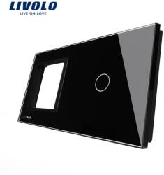 LIVOLO Ramă Livolo, Priză simplă + Întrerupător simplu, negru (VL-P7E/01-4B)