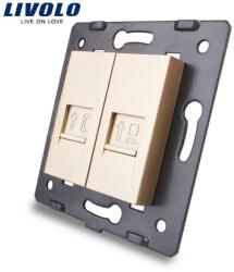LIVOLO Modul Priză Livolo, dublă reţea calculator + telefon, RJ45+RJ11, auriu (VL-C7-1TC-13)