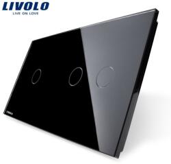 LIVOLO Panou întrerupător Livolo, simplu + dublu, negru (VL-P701/02-4B)