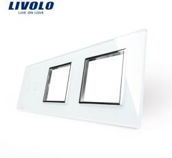 LIVOLO Ramă Livolo, Întrerupător dublu + Priză dublă, alb (VL-P702/E/E-6W)