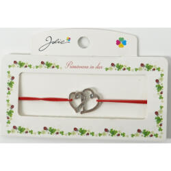 Flippy Martisor Bratara cu 2 Noduri Elastica, Jolie, Snur Rosu, Model Doua Inimi (teo-135178)