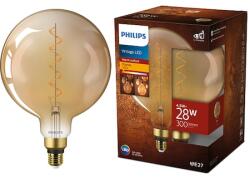 Bec led vintage philips classic-giant g200, e27, 4.5w (28w), 300 lm, lumina calda tip flacara (1800k), auriu, 28.6x20.2 cm (8719514313842)