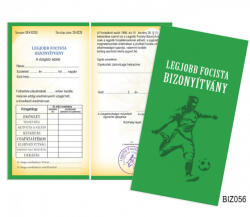 Nevesajándék Legjobb focista bizonyítvány