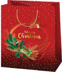 Cardex Merry Christmas piros nagy méretű ajándéktáska 24x35x9 cm 42989C