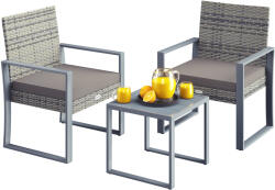CASARIA Rattan erkélygarnitúra 1+2 - szürke (109608)