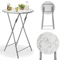 CASARIA Összecsukható bárasztal Ø60 cm - fehér/márvány hatás (107835)