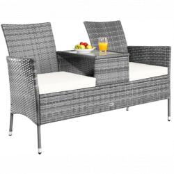 CASARIA Kerti rattan pad 143x55x88cm - szürke (109331)