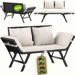 CASARIA Kerti rattan pad 176x56x81 cm - fekete (109599)