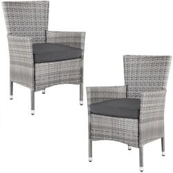 CASARIA Rattan fotel 2 db - szürke/antracit párnák (109137)