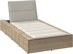 vidaXL Шезлонг с плаваща възглавница Beige Poly Rattan (4104206)