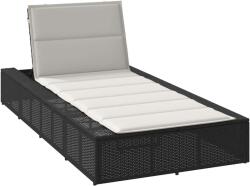 vidaXL Шезлонг с плаваща възглавница Black Poly Rattan (4104202)