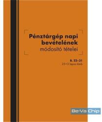 Belföldi B. 22-31 A5 25x2lapos álló pénztárgép napi bevételének módosító tételei (B.22-31)