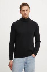 Benetton gyapjú pulóver könnyű, férfi, fekete, garbónyakú, 1002U2180 - fekete M