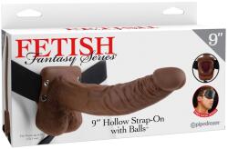 Pipedream 9" Hollow Strap-On with Balls Brown/Black - vibriteszt