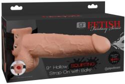 Pipedream 9" Squirting Hollow Strap-on Light/Black - vibriteszt