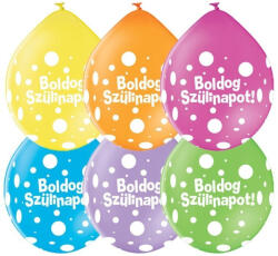  11 inch-es Boldog Szülinapot Big Polka Dots Neck Up Asst. Szülinapi Lufi (6 db/csomag