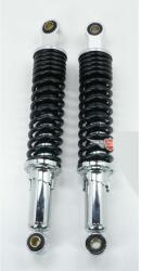 MKX Króm fekete lengéscsillapító 335mm 10mm alul 12mm felül 5 fokozatban állítható Zündapp GTS, C 50 Sport, KS, Hercules, Kreidler, Puch Mofa, Moped számára MKX Futómű és fék alkatrész Lengéscsillapító