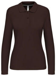 Kariban Női hosszú ujjú galléros piké póló, Kariban KA244, Chocolate-3XL (ka244co-3xl)