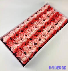  Szappanrózsa fej 50 db/doboz 5, 5x5 cm - Fehér-Piros Átmenetes