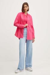 HUGO BOSS pamut ing női, galléros, fehér, relaxed, 50515741 - rózsaszín 38