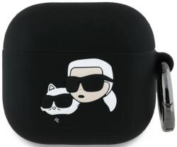 Karl Lagerfeld KLA4RUNKCHK husă din silicon neagră cu cap 3D Karl&Chaupette pentru AirPods 4