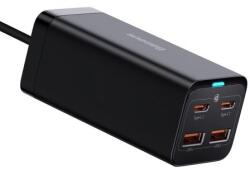 Baseus gyorstöltő GaN3 hálózathoz, 2x USB-A, 2x USB-C 100W fekete 6953156209053
