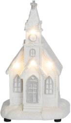 MagicHome MagicHome karácsonyi dekoráció, Fehér templom, 4 LED meleg fehér, 2x AAA, belső, 10 x 9 x 17 cm, ter (ST8090812)