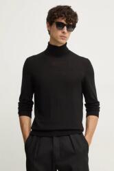 Hackett gyapjú pulóver könnyű, férfi, fekete, garbónyakú, HM703264 - fekete XXL